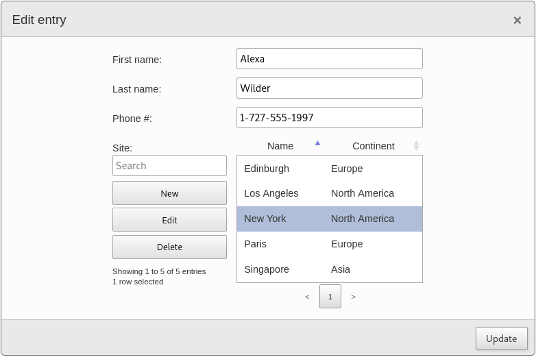 Nested editing control